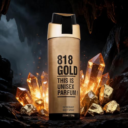 Image of HP 818 Gold Deodorant for Men, 200 ml | Luxurious, Rich - Amber scent eau de parfum | Long-lasting Men's perfume | Best for Special Occasions Gift For Brother | Gift For Friends