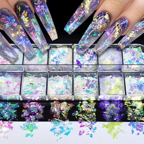 ZASKHLD Iridescent Nail Glitter Set Cover