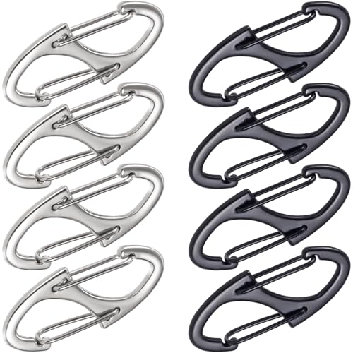 Image of 8 Pcs Zipper Clips Anti Theft Deterrent, Dual Opening Zippers Pull Replacement, Zipper Locks for Backpacks, Camping, Suitcases (Silver+Black)