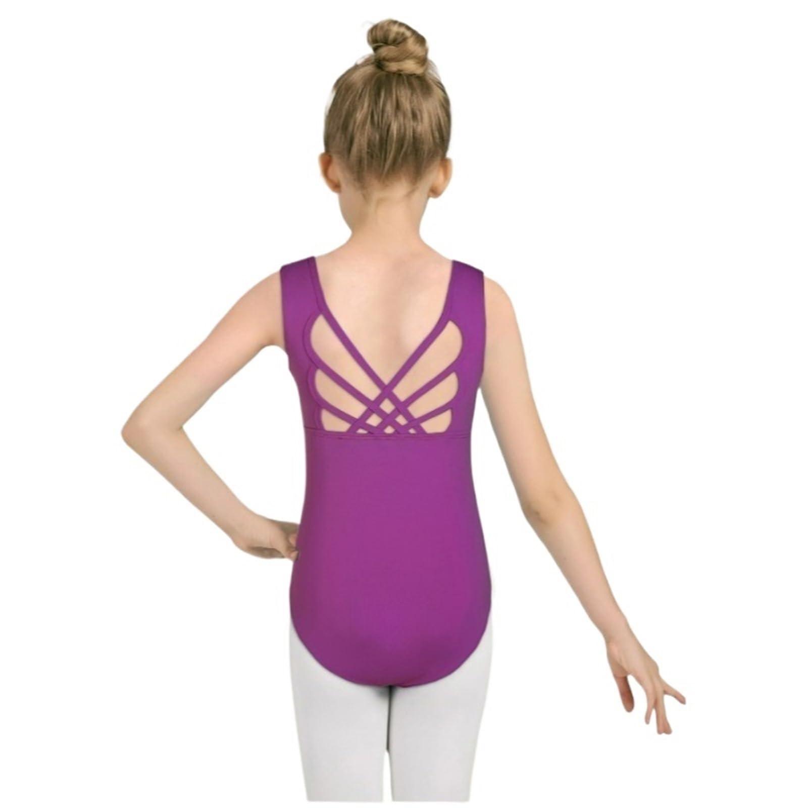 Body Ginnastica Girls Sleeveless Ballet Gymnastics Leotard Toddler Butterfly Crisscross Back Dancewear Activewear with Full Front Lining(Pink,S)