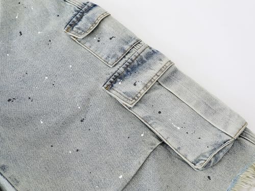 CUTEGAL Paint Cargo Jorts Dog Graphic Y2k Baggy Cropped Jeans Grunge Denim Capri Pants Casual Streetwear Men Unisex3