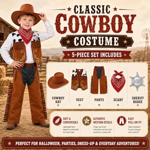 Disfraz de Vaquero para Niños 8-10 Años miniatura 4