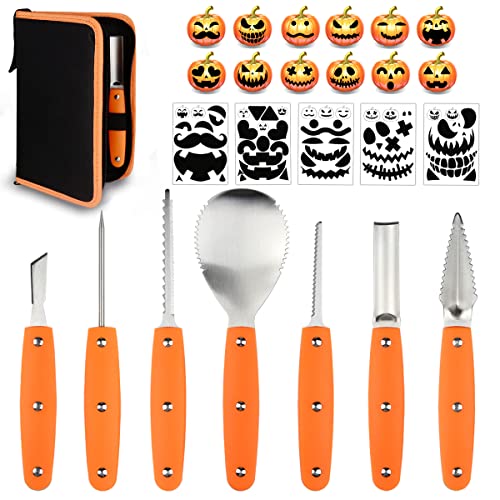 Hoshin Halloween Pumpkin Carving Kit, Professional Heavy Duty Stainless Steel Tools with Carrying...