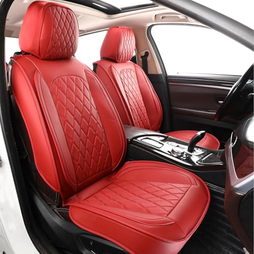 Image of MIROZO Seat Covers Full Set,Leather Car Seat Covers Breathable Car Seat Protector Waterproof Automotive Vehicle Cushion Cover Universal for Most Sedan, Truck and SUV (Full Set, Wine Red)