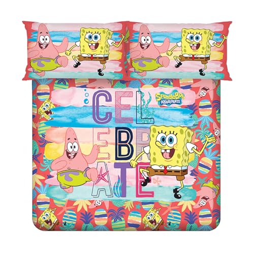 Image of Sassoon Spongebob Digital Printed 100% Cotton Bedsheet with 2 Pillow Covers in 300TC