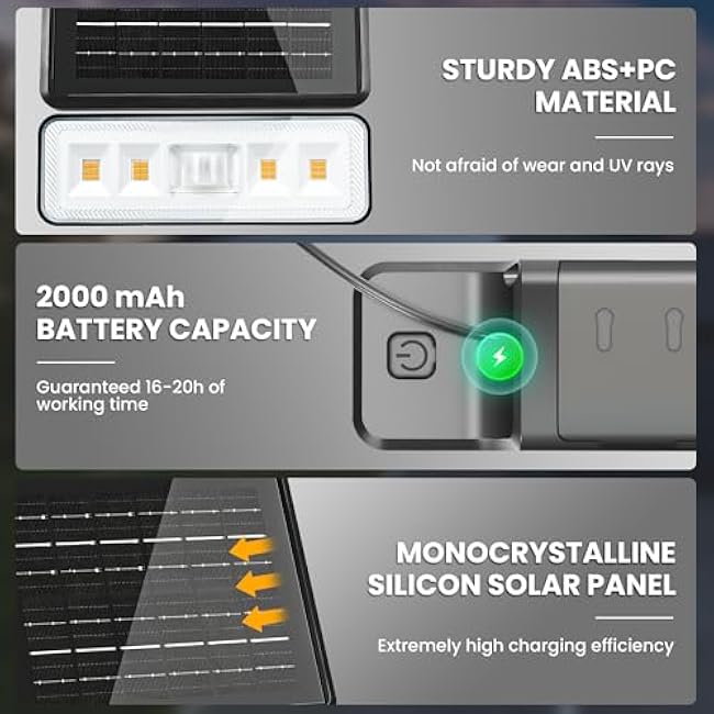 Solar Flood Lights Outdoor 4000Lm, Motion Lights Removable, IP67 Waterproof Spot Light Outside, Solar Powered Security Light for Patio Yard Fence Garage Porch Garden(4000K) 4 Pack