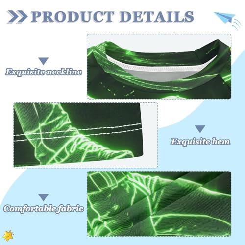 Boys Short Sleeve T-Shirts Doodle Baseball Neon Green Rashguard Kids Swim Shirts Sun UPF 50+3