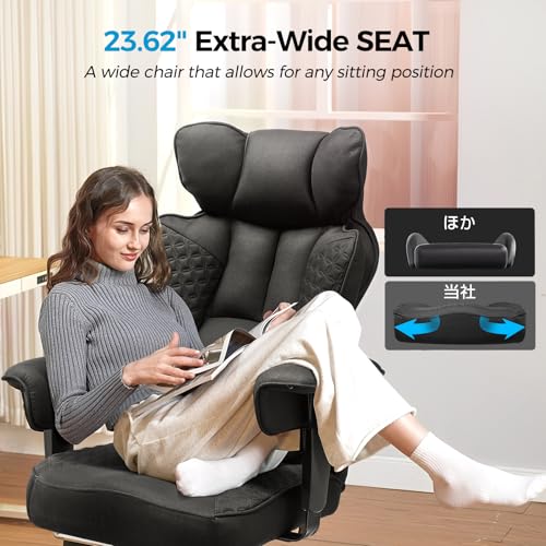 COMHOMA Big and Tall Office Chair 400LBS Wide Ergonomic Fabric Deluxe Embossing Designed Gaming Chair with Foot Rest,150°Reclining Adjustable Armrests Pocket Spring Back Support and Pillow