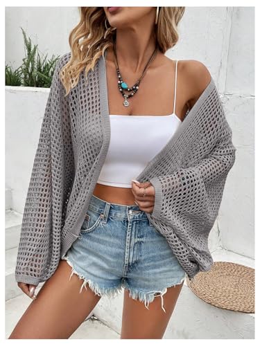 Image of Verdusa Women's Oversized Summer Cardigan Lightweight Sweater Crochet Knit Beach Cover Up Spring Vacation Outfits