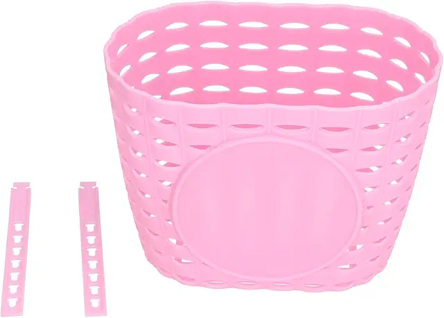 Pink Plastic Bicycle Basket for Kids Bikes, Scooters & Tricycles - Handlebar Storage