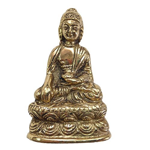 Estatua de Buda en Latón Pulido Antiguo 2.2 Pulgadas miniatura 1