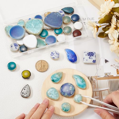 SOFPLATE 1 Box 200g Broken Ceramic Tile Irregular Mosaic Tiles Bulk Random Shapes Colorful Porcelain China Tiles Pieces for DIY Crafts Plates Flowerpots Vases Cups Home Decor Mosaic Arts Supplies - Image 3