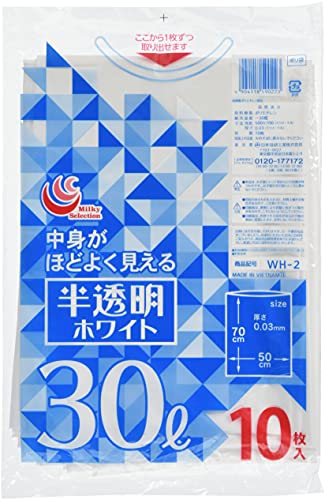 半透明ホワイトゴミ袋 30L 10枚入