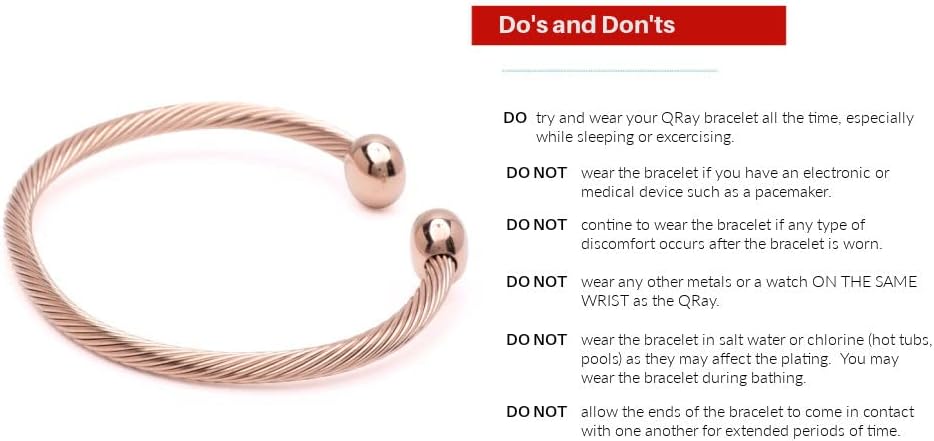 QRAY Rose Gold Deluxe Surgical Steel Golf Athletic Bracelet Men Women C-Shaped Health Wellness Bracelet