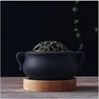 Electric Incense Burner with Adjustable Timer, Incense Holder, Heater Porcelain Ceramic Censer for Home/Office/Yoga/Beauty(Matte Black)