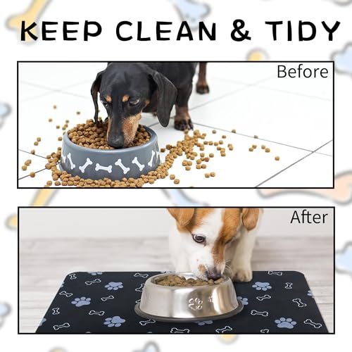Pet Cat Dog Food Mat Non Slip Mat for Dog Water Bowl Mat Quick Dry Absorbent Cat Feeding Mat, 18.1 * 11.8 in, Dark Grey - Thumbnail 5