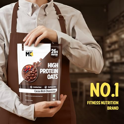 Image of MuscleBlaze High Protein Oats (Cocoa Rich Chocolate, 1kg) | 26g Protein | Breakfast Cereals for Weight Management