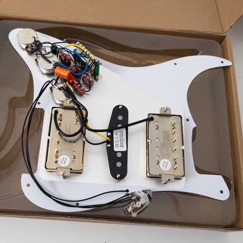 Pickguard pré-câblé HSH avec bobine de séparation Alnico 5 micros Humbucker, pots de 500 K et capuchons orange, pour guitare électrique Fender ST Style – vue 4