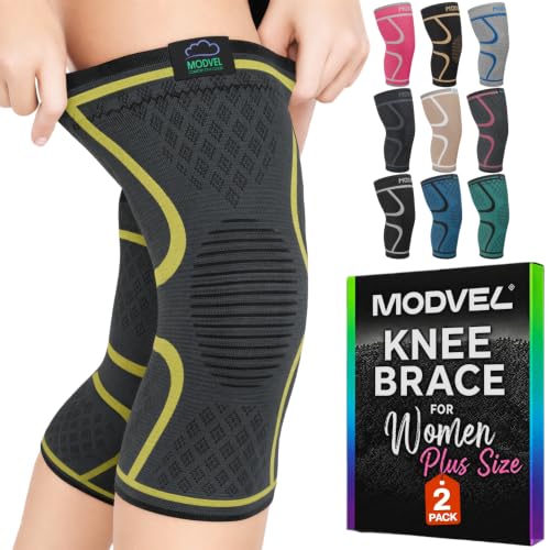 Image of MODVEL 2 Pack Knee Brace | Knee Compression Sleeve for Men & Women | Knee Support for Running | Medical Grade Knee Pads for Meniscus Tear, ACL, Arthritis, Joint Pain Relief.