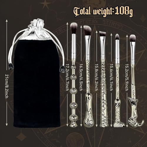 MUIIGOOD 5 PCS Wand Makeup Brushes Set Harry Make Up Brush Gift Kit Potter Makeup Brushes Wand Cosmetic Brushes Set for Foundation Blending Blush Concealer Eyebrow Face Powder Christmas Gift for Women - Image 3