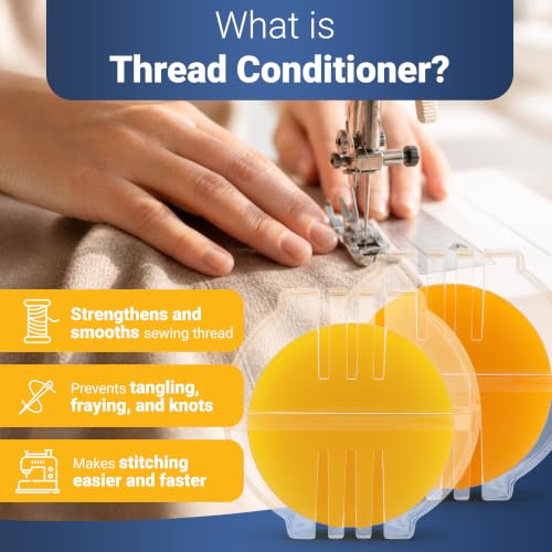 Image of Thread Wax and Thread Conditioner (2pk) 1 Beeswax 1 Synthetic - for Sewing and Gloss Threads Waxer. Magic Conditioner for Hand Sewing Embroidery. Hand Quilting Supplies to Strengthen and Reduce Knots