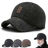 NVICZ Wessiny Winter Baseball Cap with Ear Muffs - 2024 New Wessiny Winter Baseball Cap, Mens Winter Hat with Ear Flaps (Cashmere, Black)