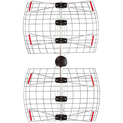 Antennas Direct 4-Element Bowtie TV Antenna, 60 Miles Range, Multi-Directional, Indoor, Attic, Outdoor Applications, All-Weather Mounting Hardware, Adjustable Mast Clamp, 4K Ready, Silver - DB4e