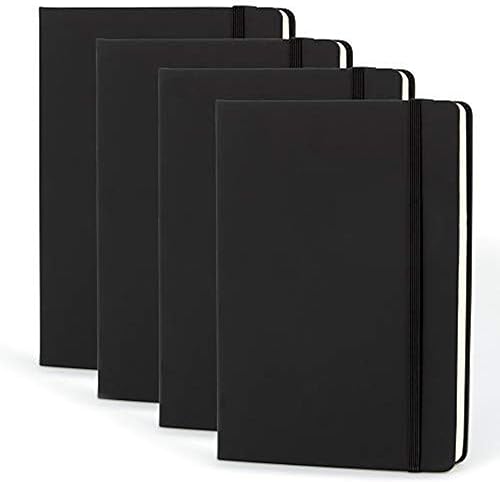 Simply Genius Paquete de 4 cuadernos A5 de tapa dura con balas de puntos cuaderno de cuadrícula de puntos de cuero sintético cuaderno de cuadrícula
