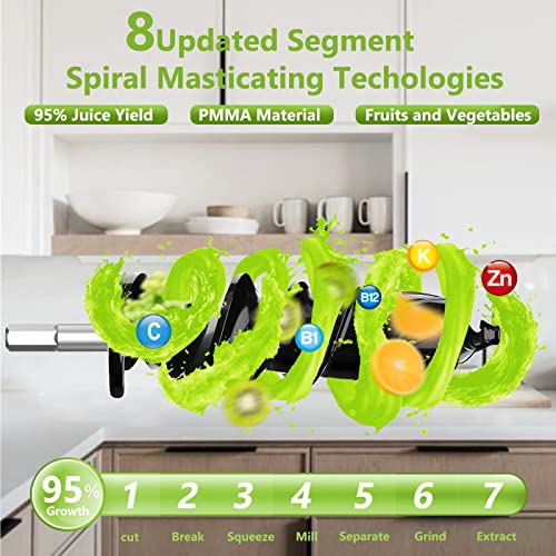 Fezen Slow Masticating Juicer For Cold Press, Easy To Clean & Use, Celery Juice Extractor, Wheatgrass Juice Extractor, High Juice Yield & Fresh Taste (Silver) #TOP4