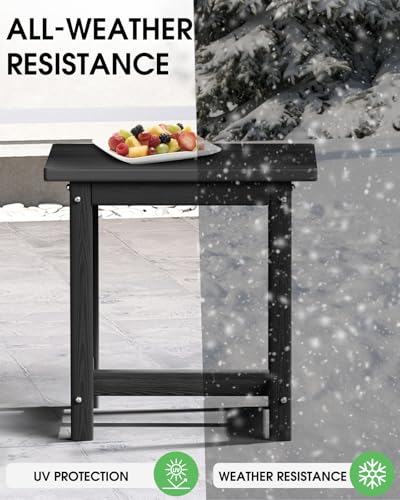 SUUNYN Outdoor Side Table – 17" HDPE Adirondack Side Tables,Sturdy Small Outdoor Porch Tables, Weather-Resistant & Easy Assembly Patio End Table for Garden, Balcony, Porch & Poolside (Black) - Thumbnail 4