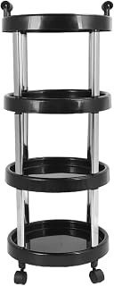 Salon Trolley, Sponge Handrail High Load Bearing Capacity Salon Rolling Storage Cart, 4 Layer Stainless Steel Framed Universal Roller Salon Cart for Beauty Salons Hair Salons Salon Equipment