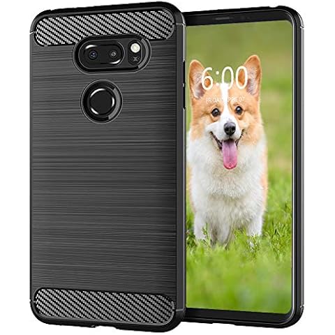 LG V35 Case,LG V30 Case,V35 ThinQ Phone Case Slim Thin Soft Silicone TPU Rubber Gel Lightweight Anti-Scratch Shockproof Carbon Fiber Protective Cases Cover for LG V30 (2017),Brushed Black Cover