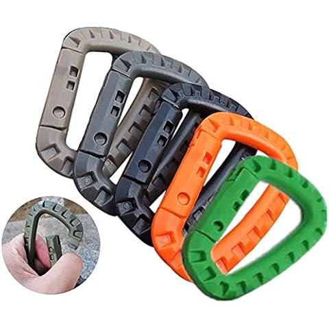 Wolike 5 Pcs Tactical Carabiner Clip D Shape High Strength Plastic Hook Keychain for Backpack/Keychain Outdoor Climbing Accessories Cover