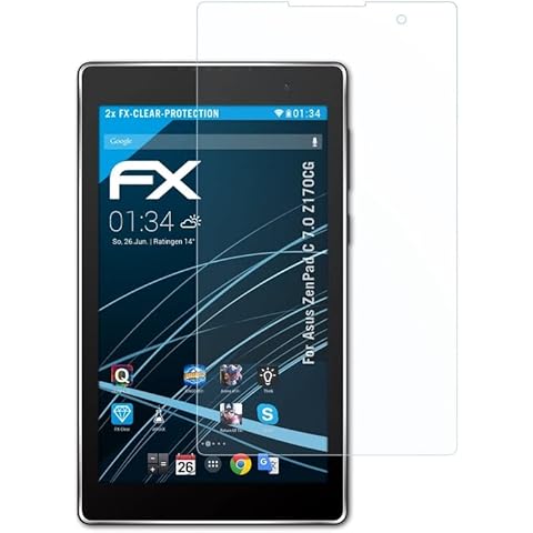 atFoliX Lámina Protectora Ultra Transparente para ASUS ZenPad C 7.0 Z170CG (2X) Cover