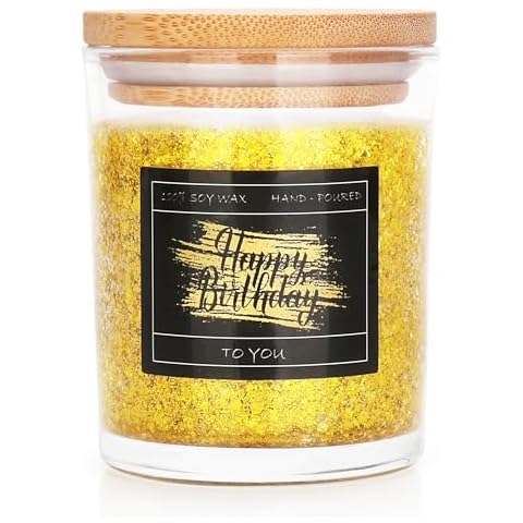 Happy Birthday Candle - Glitter Golden Candle Happy Birthday Gifts for Women Men - 7oz Lavender Scented Candle Happy Birthday Gifts for her/Friends, Unique Gifts for Birthday Party Cover