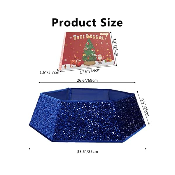 Xmasexp christmas tree collar 335 inch sequin tree skirt stand base cover for home decor large size 6 piece blue  urban country home decor