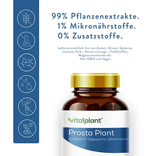 Vitalplant® Prosta Plant Kapseln im Braunglas | einzigartige Zusammensetzung aus Kürbiskernextrakt, Sägepalmenextrakt, Brennnesselwurzel – Bild 4