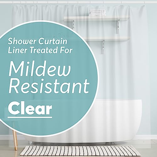 BigFoot Clear Shower Curtain Liner – 72×72 Odorless Plastic with Magnets, Washable Long Bathroom Curtain – Premium PEVA Waterproof Bath Shower Liner, Rust-Proof Bathroom Essentials