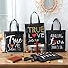 Sweetude 24 Pcs Christian Tote Gift Bags Bulk Jesus Scripture Tote Bags Religious Non Woven John 3: 16 Bible Church Gifts(Black)