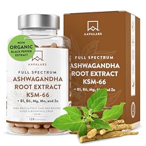 Ashwagandha KSM-66 1000mg mit Magnesium Zink hochdosiert Vitamin B1 Vitamin B6 Mangan -Vegan Schlafbeere hochdosiert Pfeffer Bio, Ashwagandha hochdosiert kapseln Ashwagandha Pulver -120 Kapseln