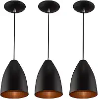 Kit 3 Pendentes Vegas Premium Gourmet Aluminio Preto/Cobre