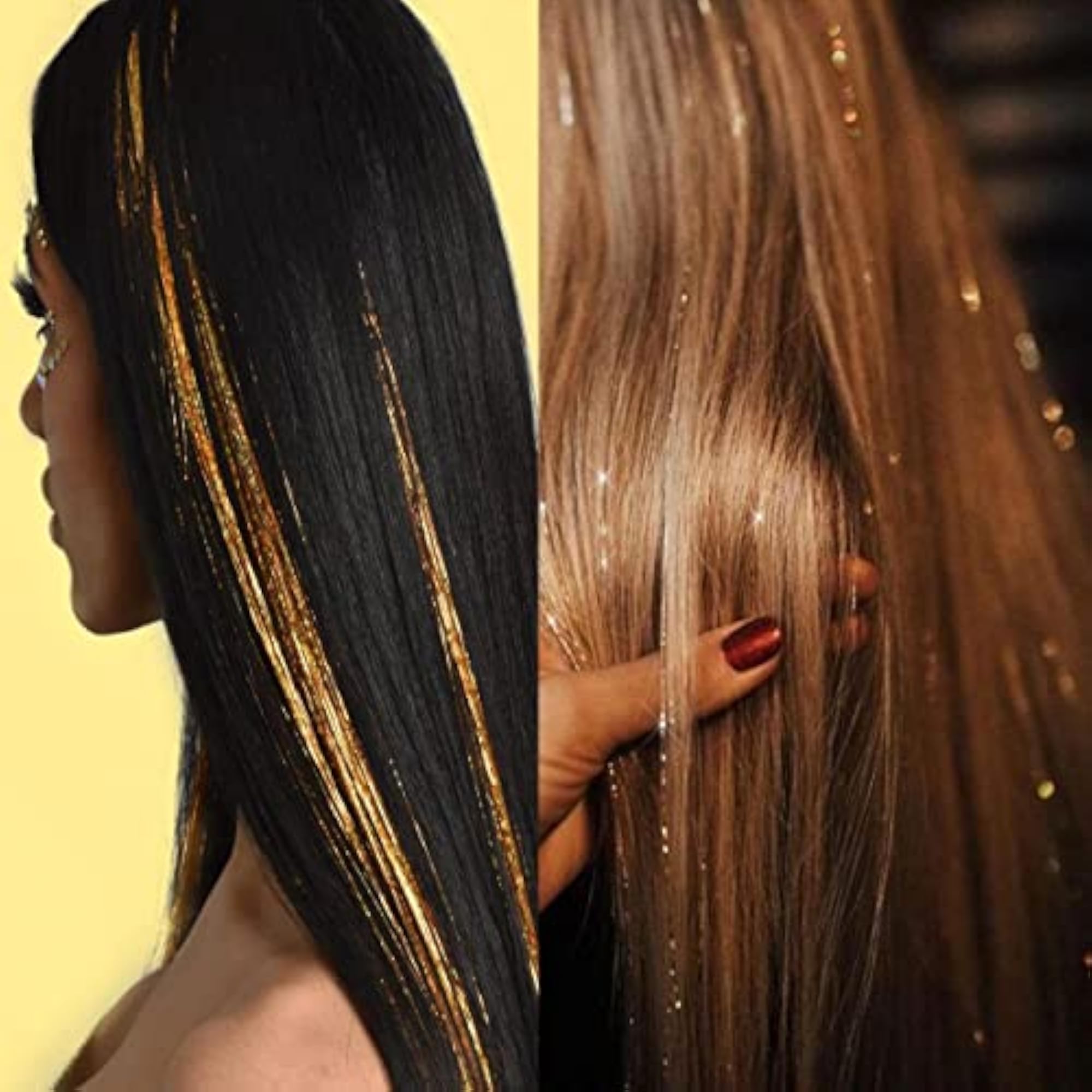 Glitter Hair Tinsel Extensions for Party Highlights