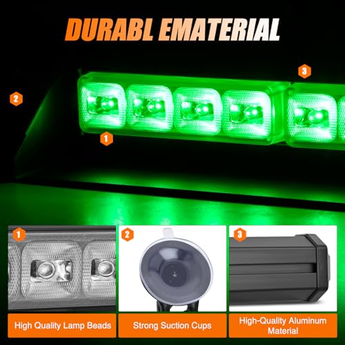 Image of Nilight 8LED Green Traffic Advisor Strobe Light Bar Hazard Safety