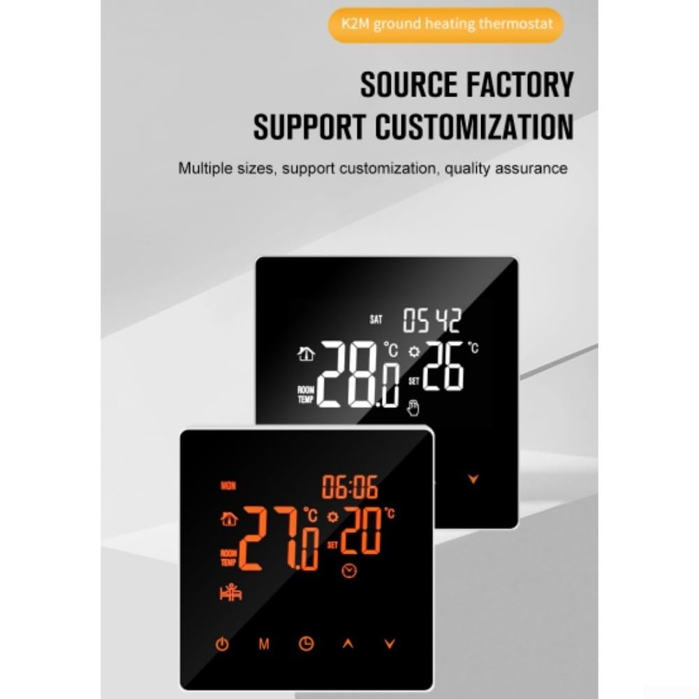 Thermostat Numérique pour tuya pour Chauffage au pour sol - Écran LCD Tactile Rétroéclairé Contrôle Vocal pour alexa Google Home Précision ±1°C 86x86mm(Electric heating)