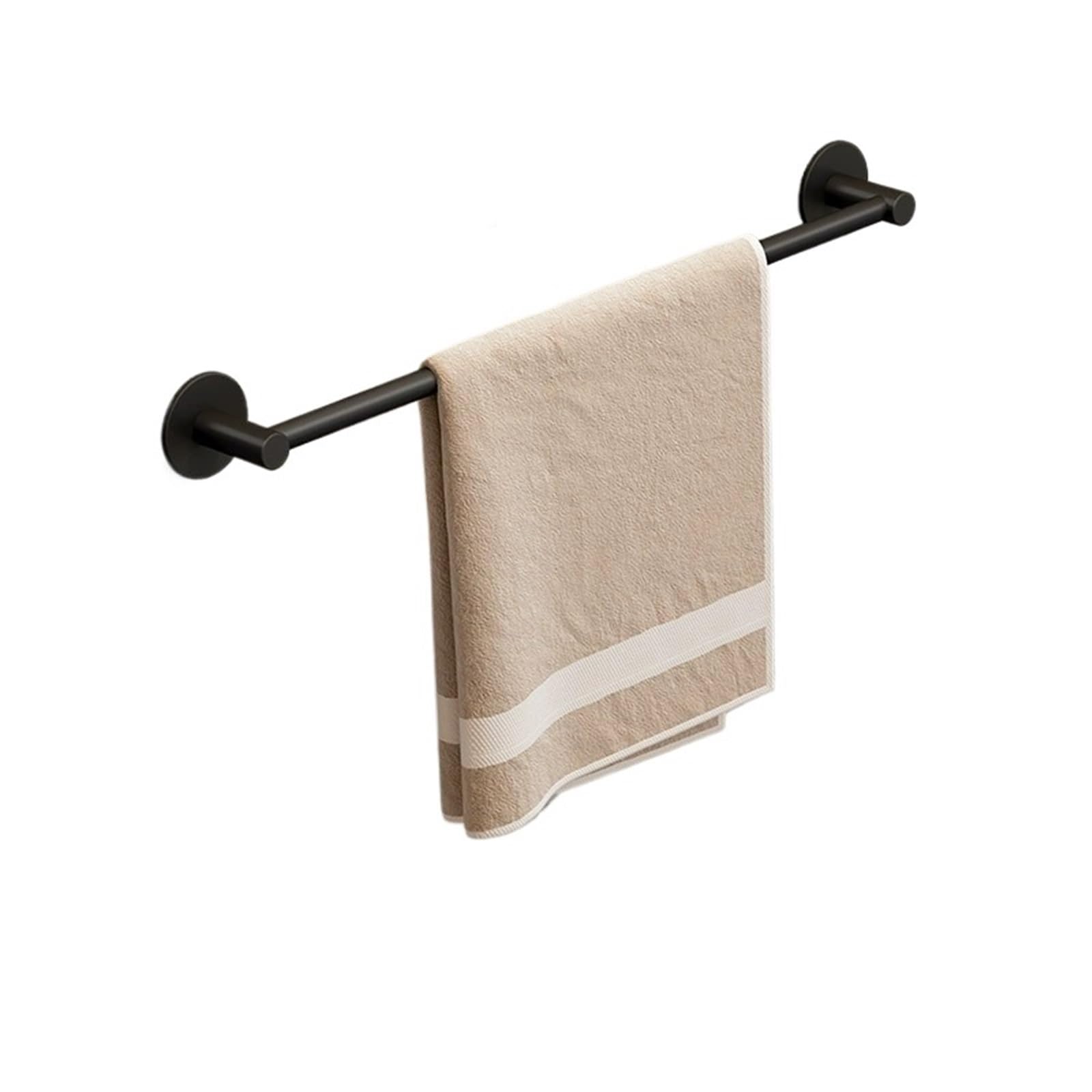 Towel Racks For Bathroom Self Adhesive Single Bar,Aluminum Drill Rack Wall Mount Holder,Waterproof Rustproof Rail For Kitchen(Black,60cm)