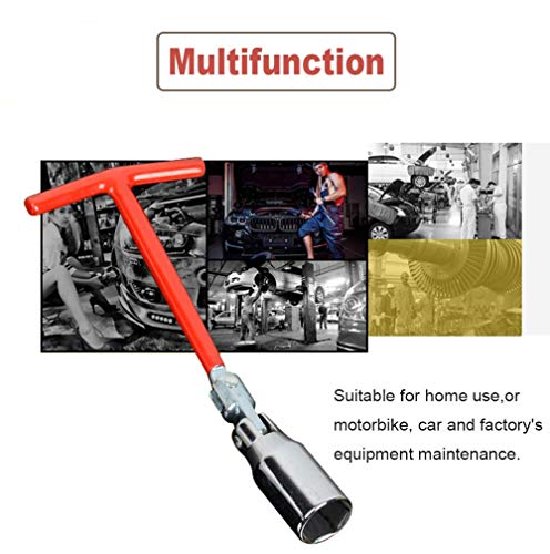 Holoras T-Handle Universal Joint Spark Plug Socket Wrench, 16mm 21mm Socket (Red)