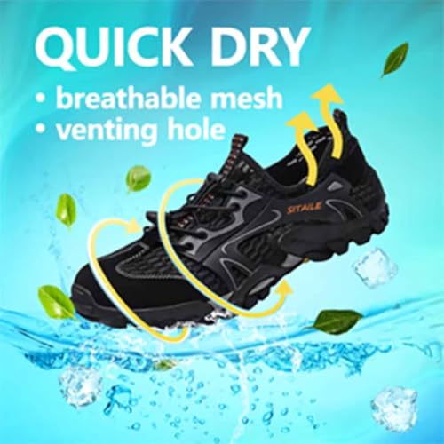 Kangoosport Men's Breathable Mesh No-Slip & Universal Barefoot Shoes, Quick Dry Hiking Water Sandals for Men4