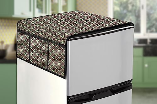 Image of Stylista Refridgerator top Cover Suitable for Samsung RT28C3452CU /HL, 236 Liter Fridge, Dimension (WXD) 65x111 CM, Luxury Pattern Yellow