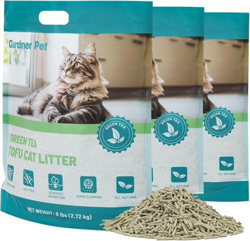 Gardner Pet Natürliche Tofu Katzenstreu 8.1 kg, Katzenstreu mit Grüntee-Extrakt, Staubfrei und schnell klumpend, Geruchskontrolle, spült in der Toilette für...