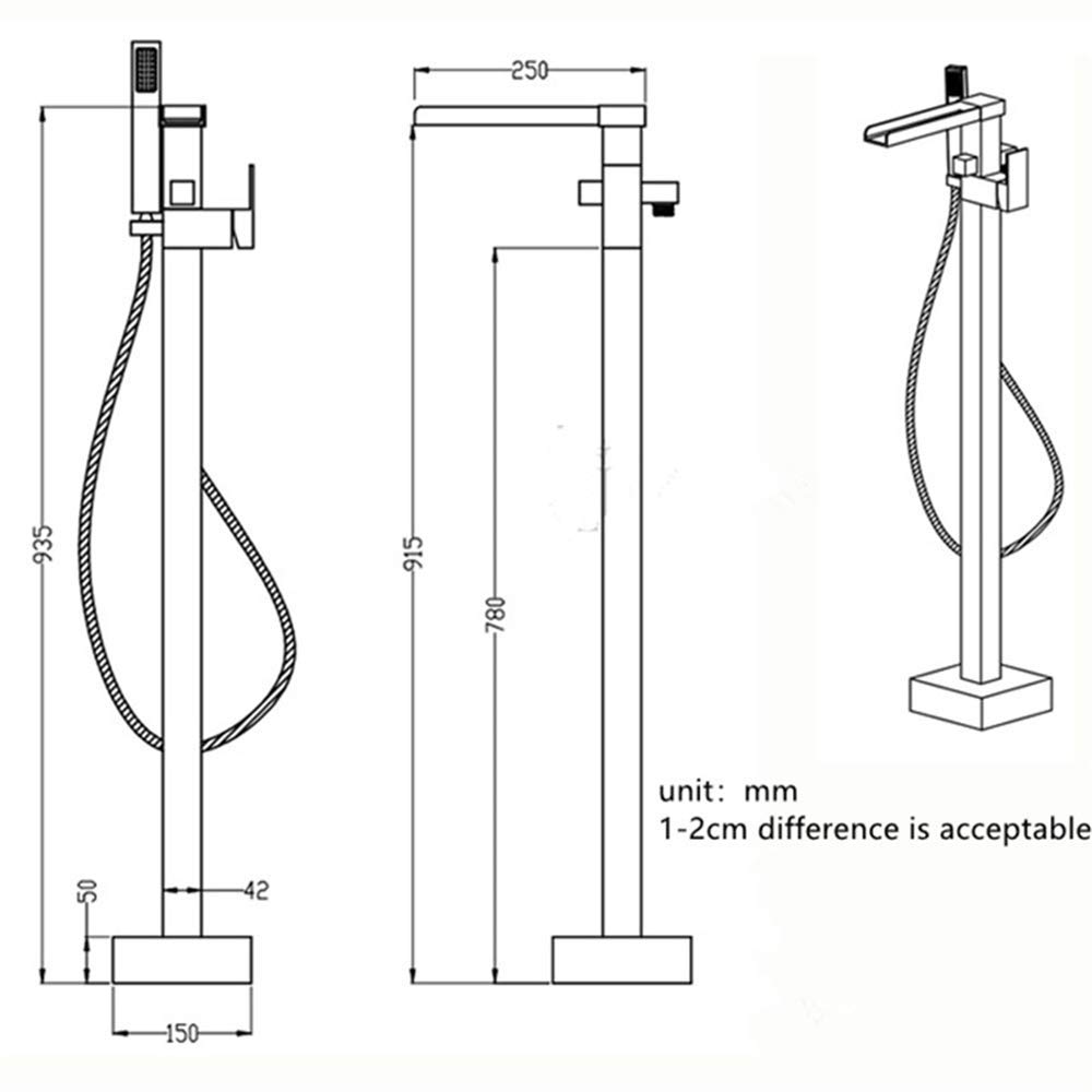 Kwadratowy wodospadowy system mieszający do wanny, Ele Matt Kran, Wszechstronny stojący kran prysznicowy do nowoczesnych łazienek, elegancki i funkcjonalny płyn do kąpieli, łatwy montaż